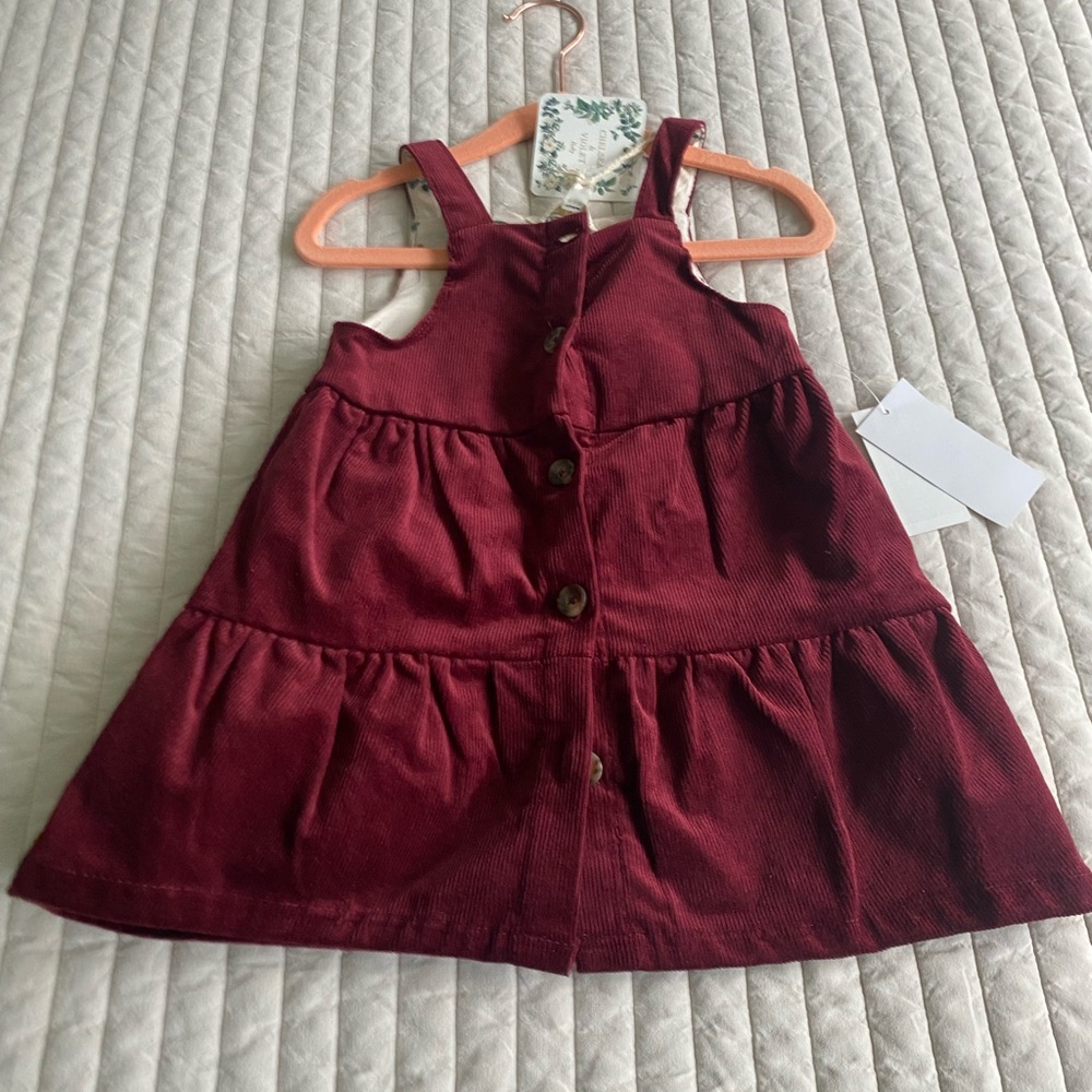 Burgundy Corduroy Button-Down Dress